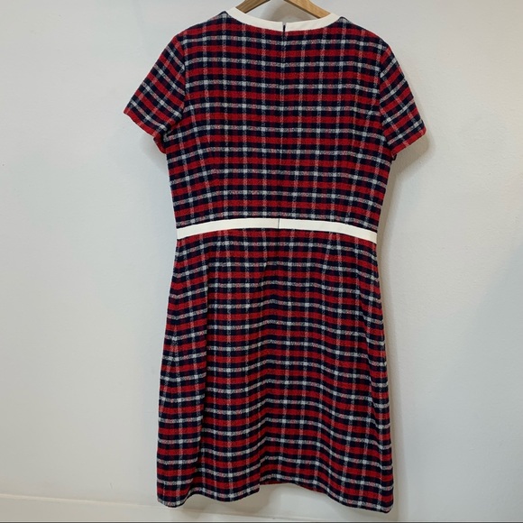 NWT BROOKS BROTHERS Checked Boucle A-Line Dress, Size 12 - Picture 7 of 9